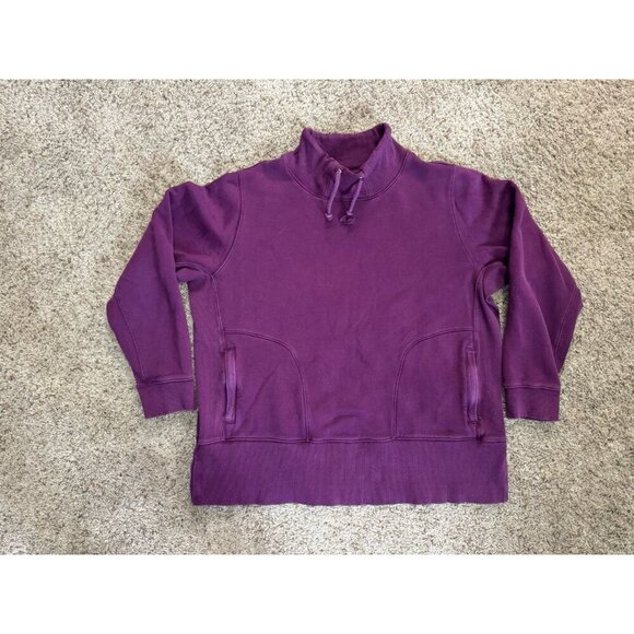 DULUTH TRADING Purple Mock Neck Pullover Sweatshirt Outdoor Outerwear Pockets XL - Picture 1 of 11